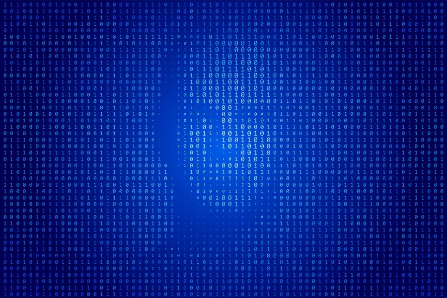 human face silhouette out of binary grid 